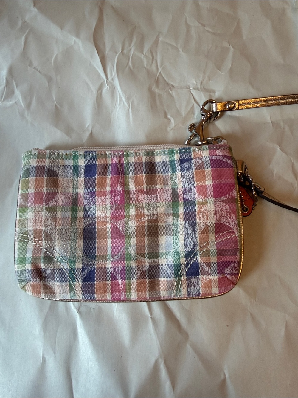 3 piece Coach Metallic Trim Plaid Crossbody Set in Pastel Multicolor - Picture 10 of 14